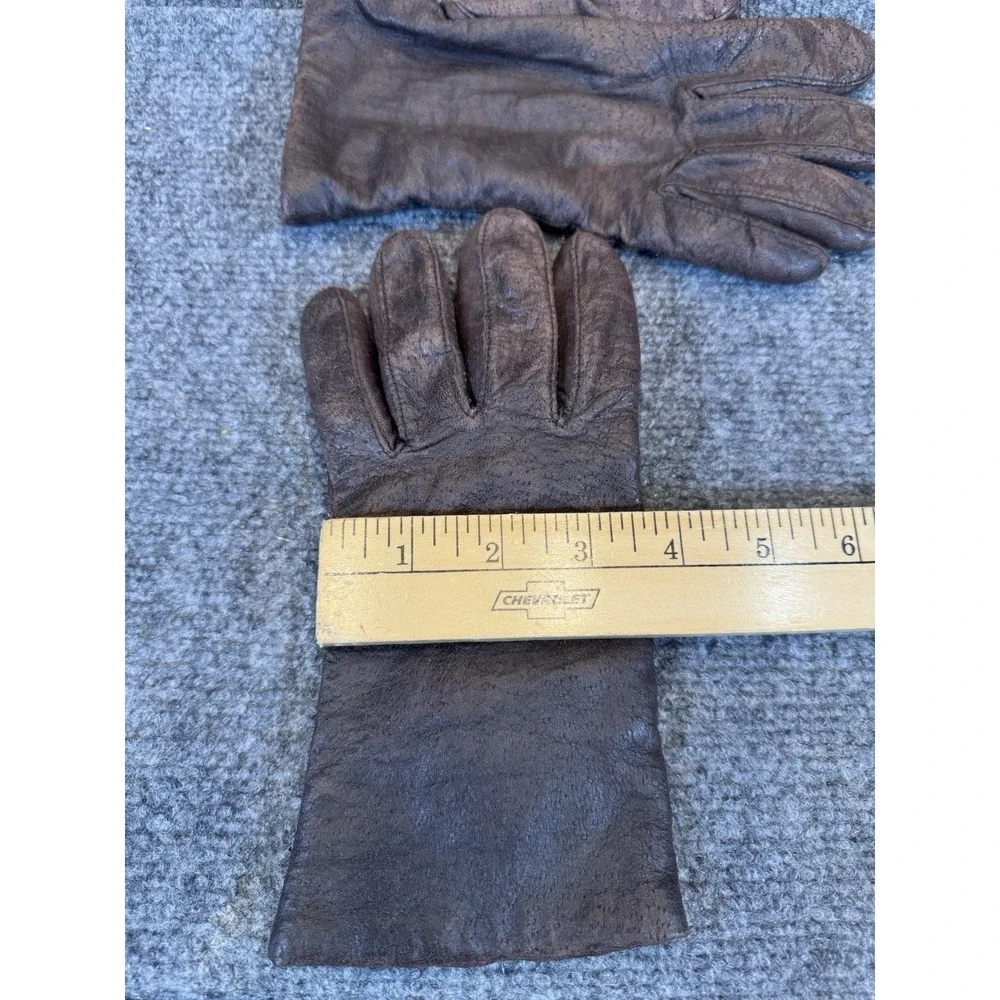 Women's Brown Leather Gloves Size L Acrylic Lined Hanes Her Way